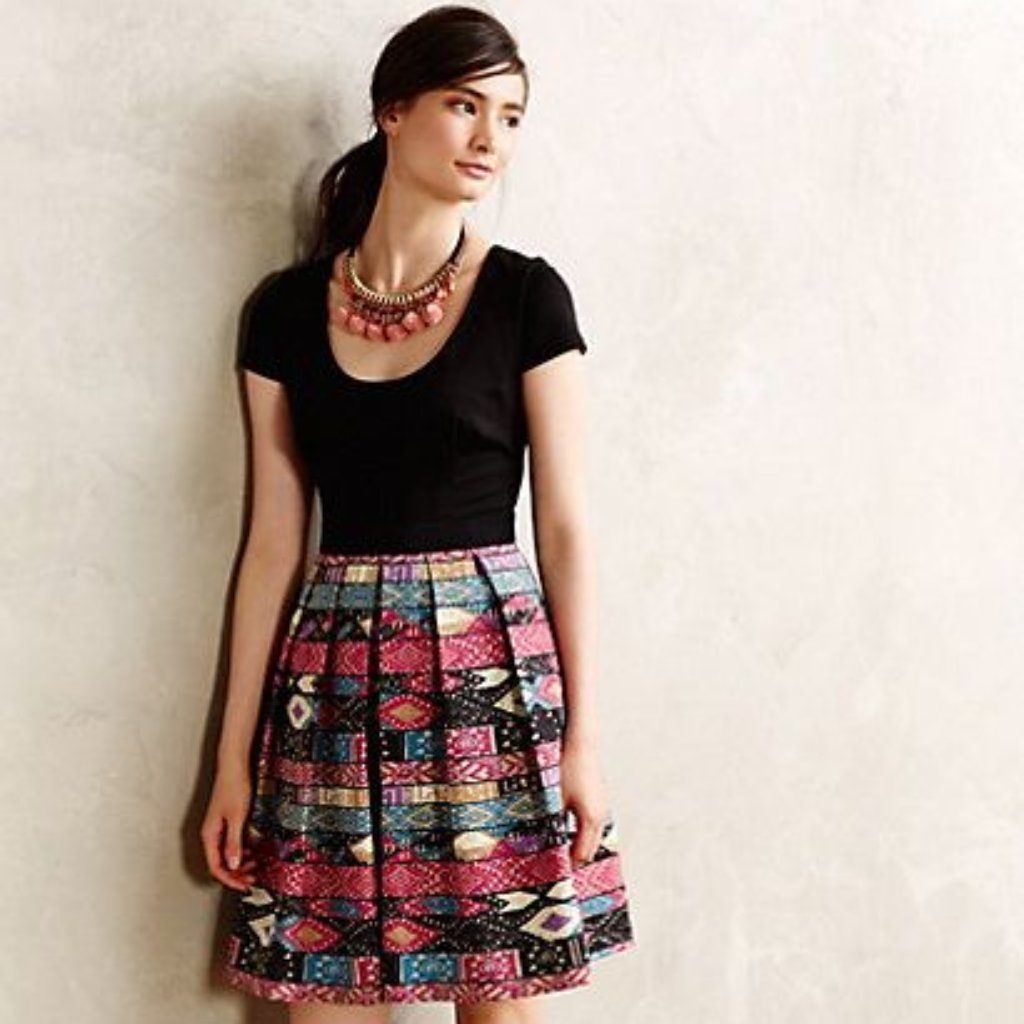 Anthropologie Plenty By Tracy Reese Zoe Cap Sleeve Dress In Tribal Flags Pattern